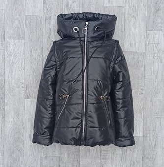Куртка-жилетка на девочку детская демисезонная красивая курточка весна-осень черная 134-152 р