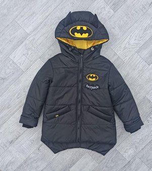 Детская демисезонная куртка на мальчика Бэтмен курточка весна-осень черная 3-6 лет